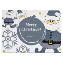 Blue Gold Denim Natal Santa Personalizado