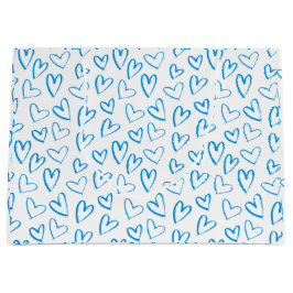 Sacola Para Presentes Grande Blue Heart Pattern Large Gift Bag