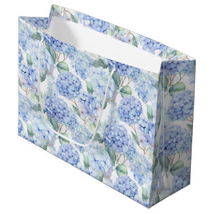 Sacola Para Presentes Grande Blue Hydrangeas Gift Bag