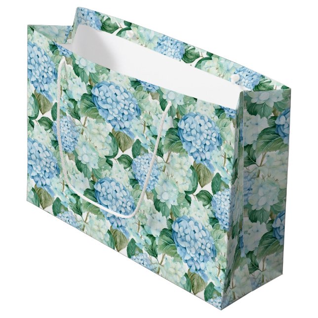 Sacola Para Presentes Grande Blue Hydrangeas Gift Bag (Frente inclinada)