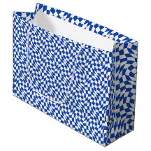 Blue modern retro swirl checkered