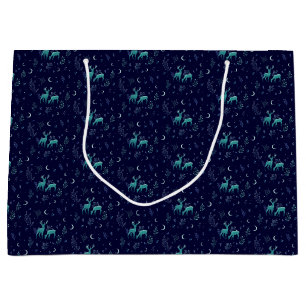Sacola Para Presentes Grande Blue Moonlit Deer Gift Bag