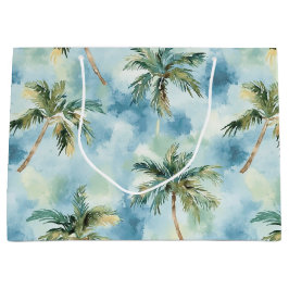 Sacola Para Presentes Grande Blue Skies Tropical Island Palm Trees Birthday
