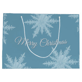 Sacola Para Presentes Grande Blue Snowflake Christmas Gift Bag