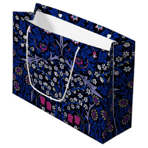 Sacola Para Presentes Grande Blue Vintage Floral Patterno, William Morris Large