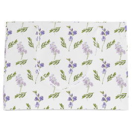 Sacola Para Presentes Grande Blue Wildflower Watercolor