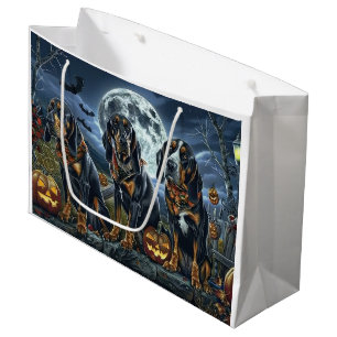 Sacola Para Presentes Grande Bluetick Coonhound Halloween Spooky