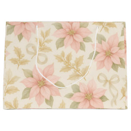 Sacola Para Presentes Grande Blush Pink Poinsettia Holiday Gift Bag