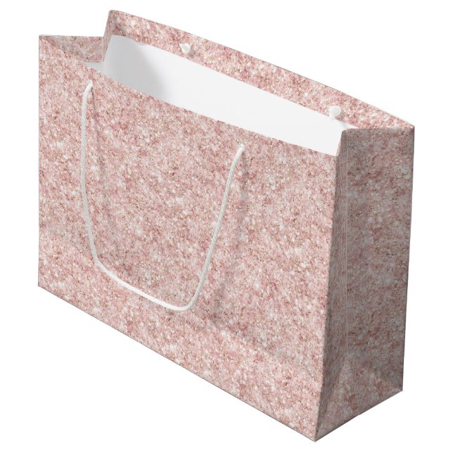 Sacola Para Presentes Grande Blush Pink Sparkle Glitter Birthday (Frente inclinada)