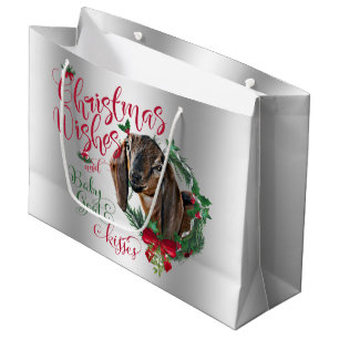 Sacola Para Presentes Grande BOCA  Natal Deseja Bebê Goat Kisses Nubian 2