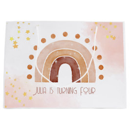 Sacola Para Presentes Grande Boho aquarela arco-íris Aniversário