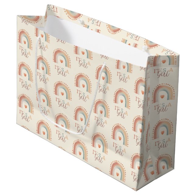 Sacola Para Presentes Grande Boho Arco-Íris É uma garota que dá uma bolsa - Gra (Frente inclinada)