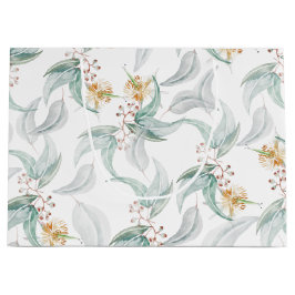 Sacola Para Presentes Grande Boho Rustic Mint Watercolor Eucalyptus Floral