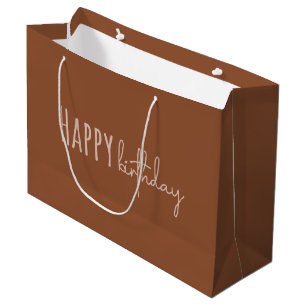 Sacola Para Presentes Grande Boho Summer Brown Terracotta Trendy Happy Birthday