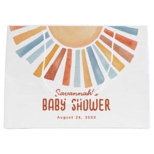 Sacola Para Presentes Grande Boho Sunshine Neutral Chá de fraldas Bem-vindo