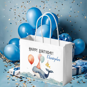 Sacola Para Presentes Grande Bois Personalizados de Baleia Bonita Aniversário