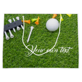 Sacola Para Presentes Grande Bola de golfe com camisetas coloridas sobre grama 