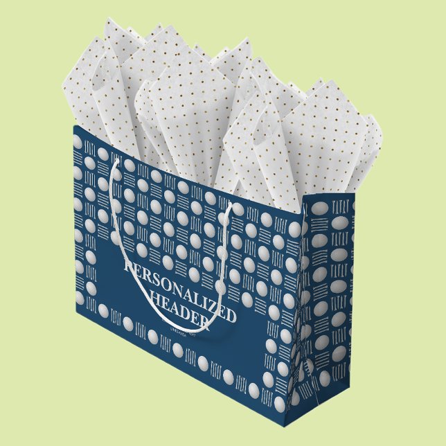 Sacola Para Presentes Grande Bola de Golfe Moderna Elegante e Azul Real (Criador carregado)