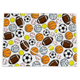Sacola Para Presentes Grande Bolas de Esportes da Little League Coloridas Diver