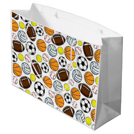 Sacola Para Presentes Grande Bolas de Esportes da Little League Coloridas Diver