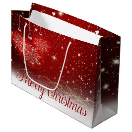 Sacola Para Presentes Grande Bolas de Natal Vermelhas, Feliz Natal