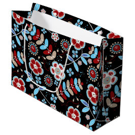 Sacola Para Presentes Grande Bold Folk Floral Pattern