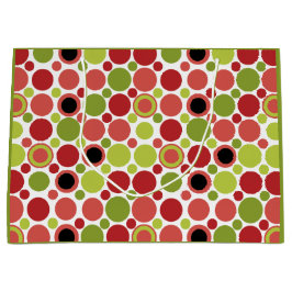 Sacola Para Presentes Grande Bolha Retro Vermelha, Verde e Rosa