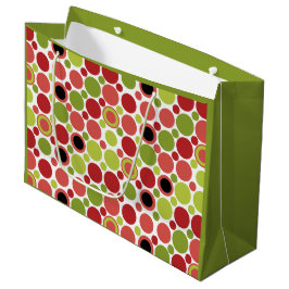 Sacola Para Presentes Grande Bolha Retro Vermelha, Verde e Rosa