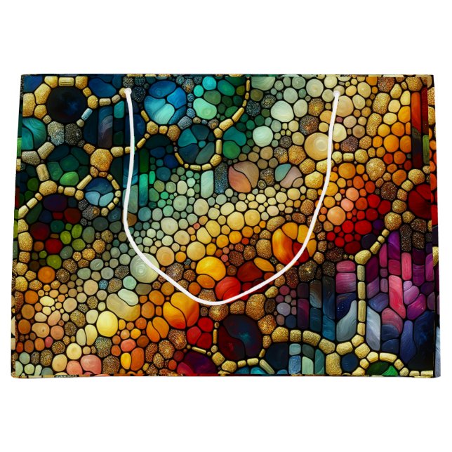 Sacola Para Presentes Grande Bolhas de Arco-íris (Frente)