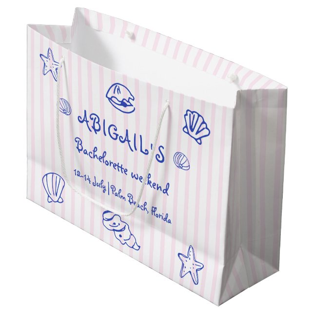 Sacola Para Presentes Grande Bolhas de escrivagem de água azul (Frente inclinada)