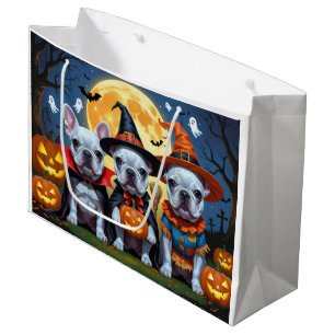 Sacola Para Presentes Grande Boliches Franceses Pumpkin Halloween Engraçado