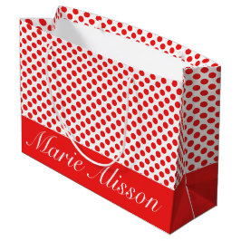 Sacola Para Presentes Grande bolinhas brancas vermelhas | monograma personaliza