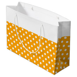 Sacola Para Presentes Grande Bolinhas Com Linho Na Faixa Superior Branco Amarel