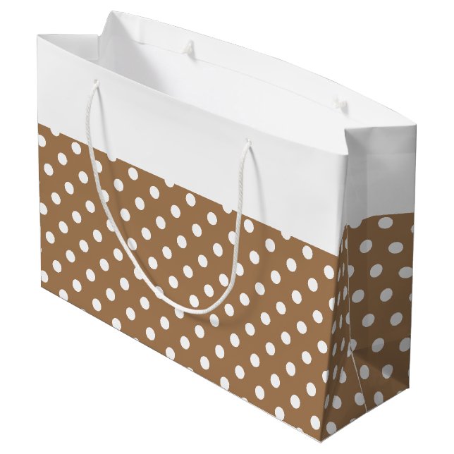 Sacola Para Presentes Grande Bolinhas Com Telas Em Mocha Castanho - Faixa Super (Verso inclinado)