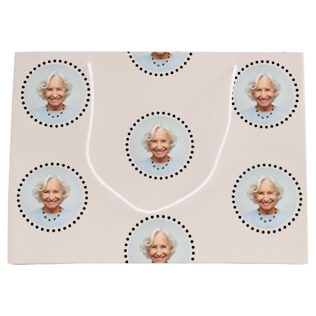 Sacola Para Presentes Grande Bolinhas de Fotos Redondas Simples Editável por Ch (Frente)