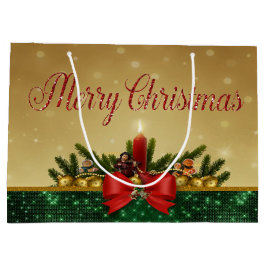 Sacola Para Presentes Grande Bolinhas de Natal,Vela,Feliz Natal