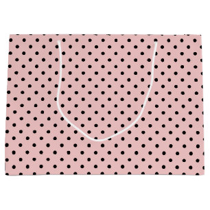 Sacola Para Presentes Grande Bolinhas preta rosa