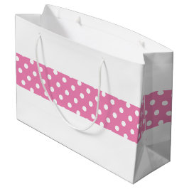 Sacola Para Presentes Grande Bolinhas Rosa Moderno - Faixa Central em Branco