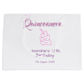 Sacola Para Presentes Grande bolo de aniversário de 15 anos da quinceanera roxo