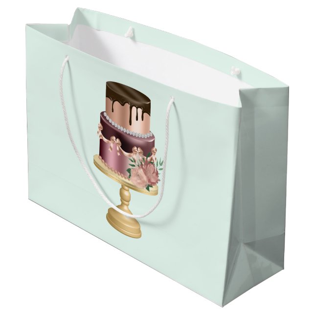 Sacola Para Presentes Grande Bolo de festa brilhante e lindo (Verso inclinado)