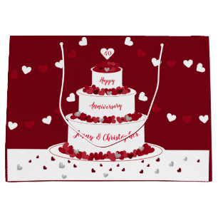 Sacola Para Presentes Grande Bolo personalizado de aniversário de casamento Ru