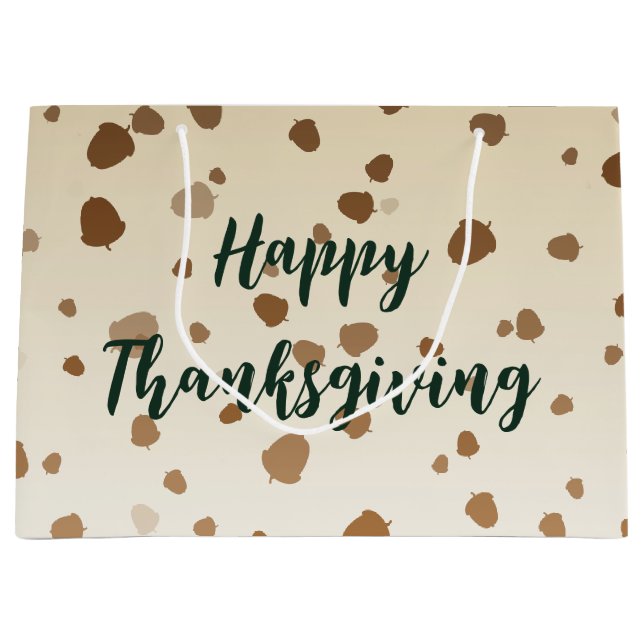 Sacola Para Presentes Grande Bolotas de Ação de Graças (Frente)