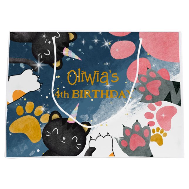 Sacola Para Presentes Grande Bolsa de aniversário de pipoca mágica (Frente)