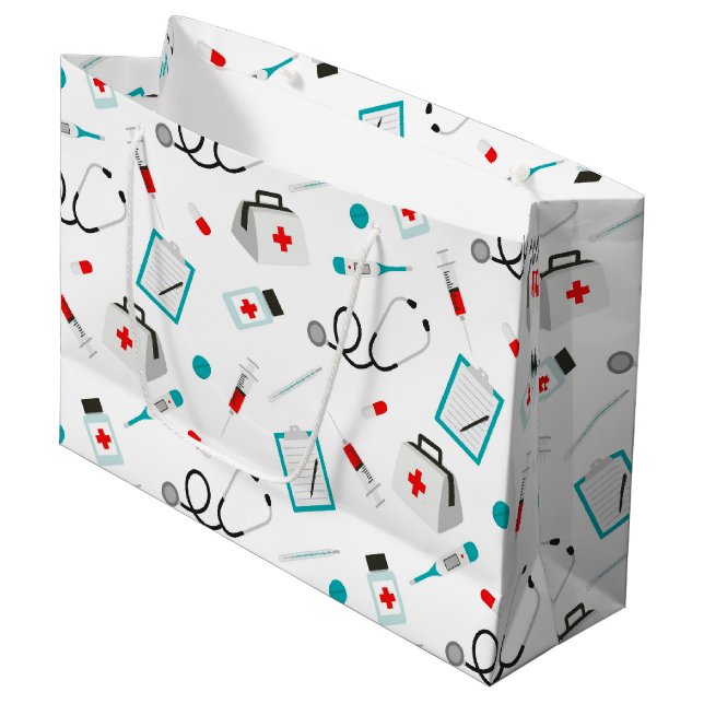 Sacola Para Presentes Grande Bolsa de festas de padrão do equipamento de enferm (Frente inclinada)