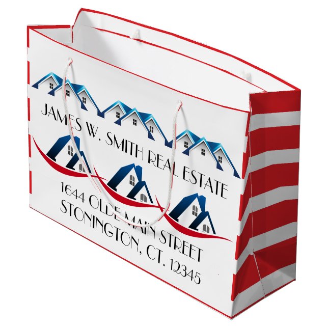 Sacola Para Presentes Grande Bolsa de Papel Imobiliário (Verso inclinado)