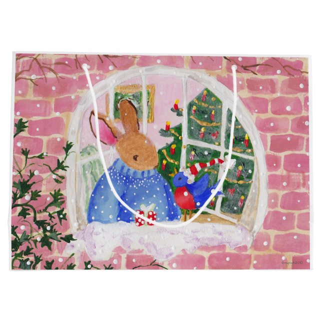 Sacola Para Presentes Grande Bolsa de presente Bunny e Bird (Verso)