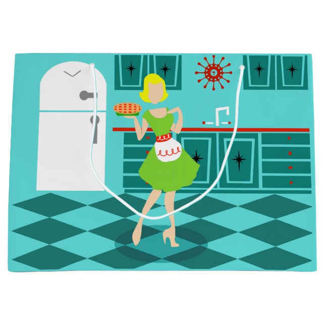 Sacola Para Presentes Grande Bolsa de Presente da Cozinha Retro (Frente)