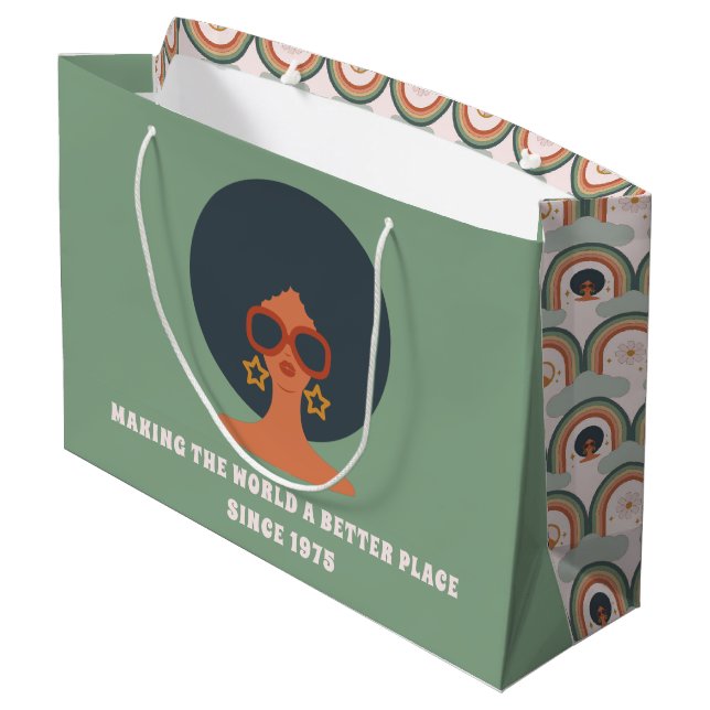 Sacola Para Presentes Grande Bolsa de Presente de Aniversário de 1970 (Verso inclinado)