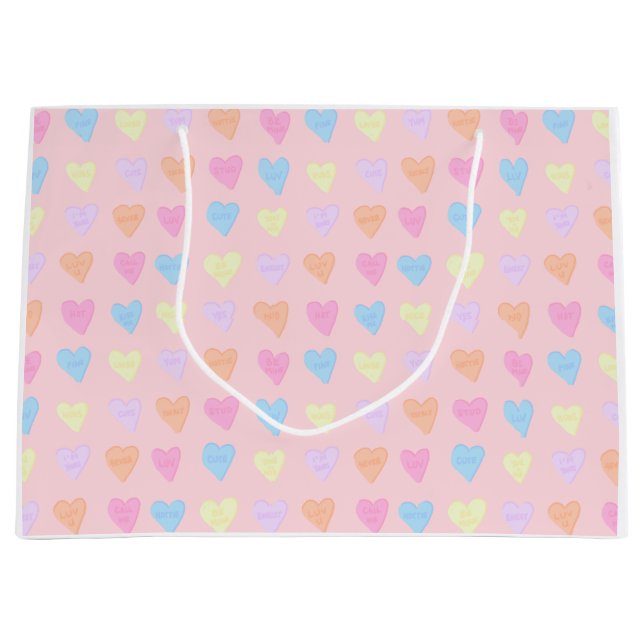 Sacola Para Presentes Grande Bolsa de presente de corações de conversa (Frente)