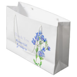 Sacola Para Presentes Grande Bolsa de presente de flores azuis do casamento de